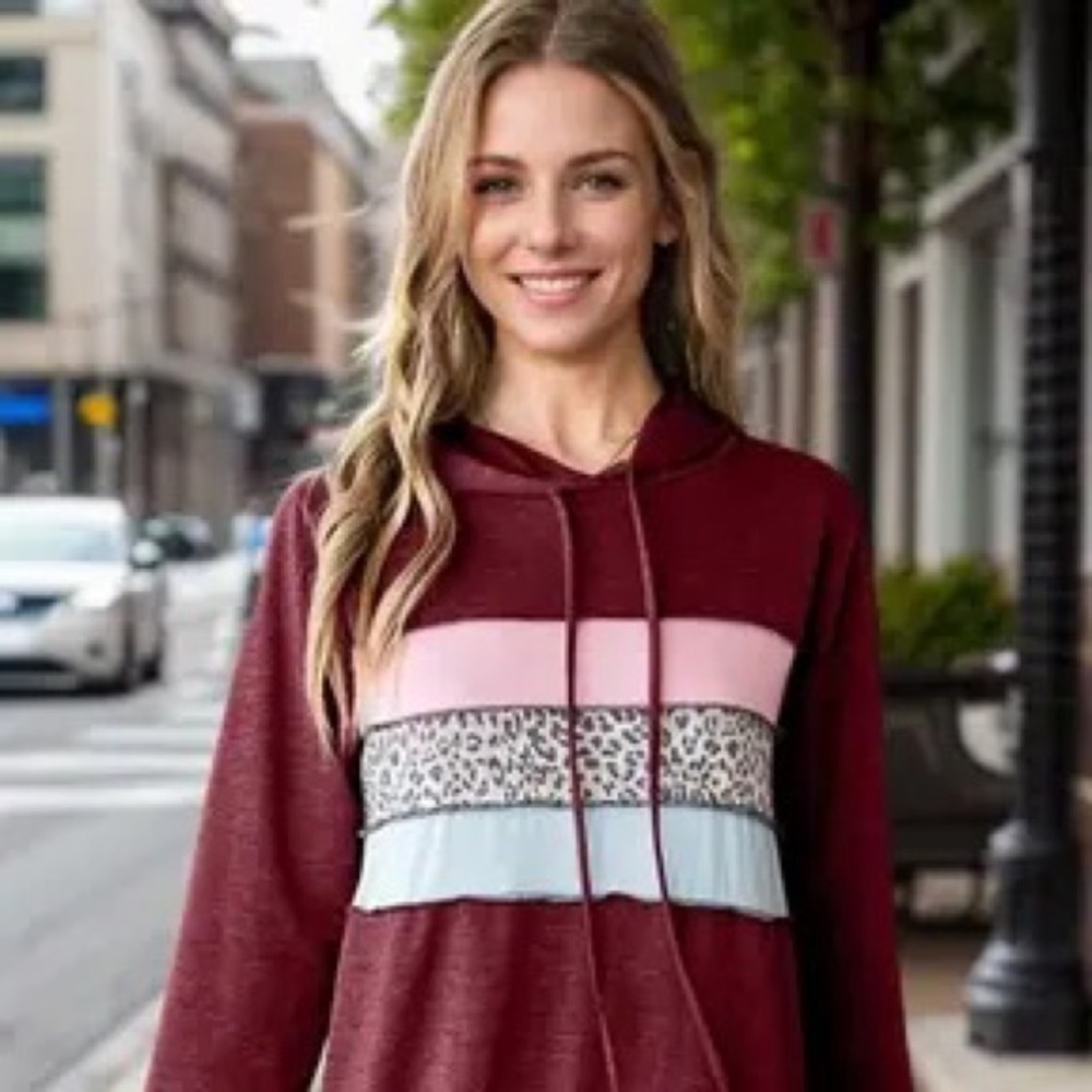 Burgundy colorblock hoodie